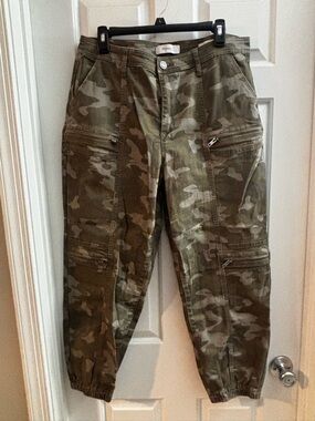 Skinnygirl Olive Camo Jeans with Logo Button